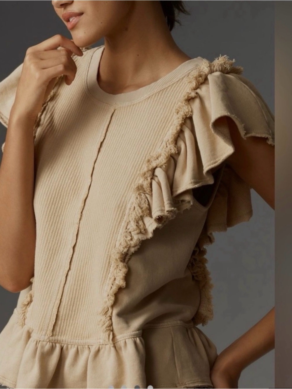 NWOT Anthropologie Pilcro Frayed Ruffle Peplum Top